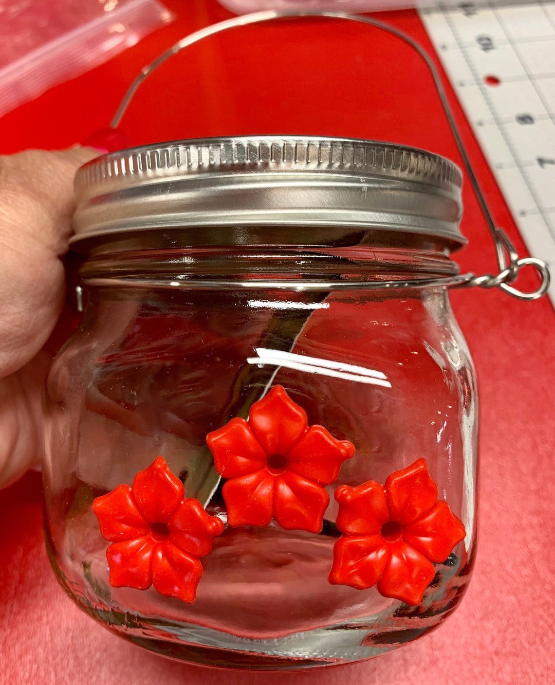 🎉 Last Day Promotion-50% OFF 🎉- Beautiful Mason Jar Hummingbird Feeder W/ Three Ports