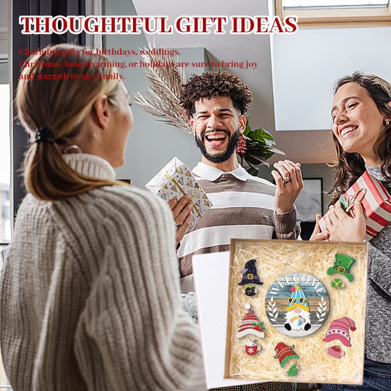 🎉 Last Day Promotion 49% OFF 🎉Interchangeable Wooden Gnome Welcome Sign🎈