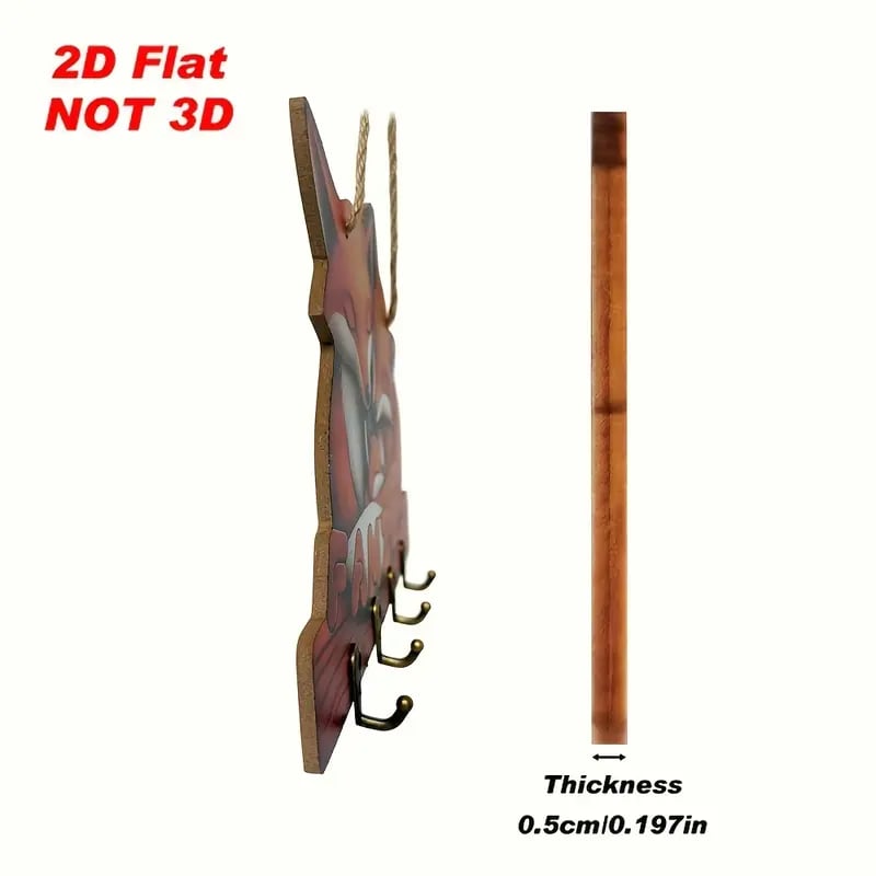 2D Rustic Highland Cow Wooden Ornament 🐮 | 9.8"x7.48" Hanging Decor with 3 Hooks | Easter/Christmas Gift for Animal Lovers 🌿