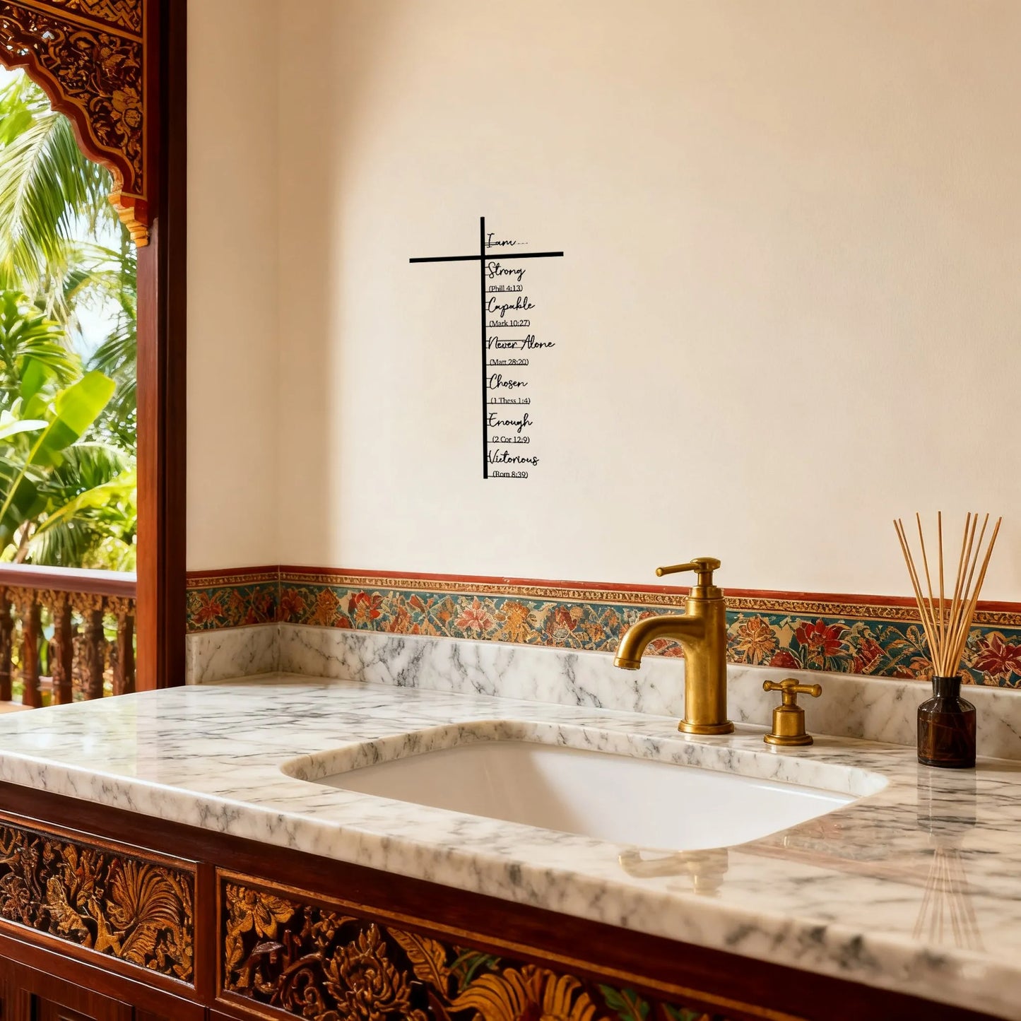 Elegant Metal Christian Heart & Cross Wall Art