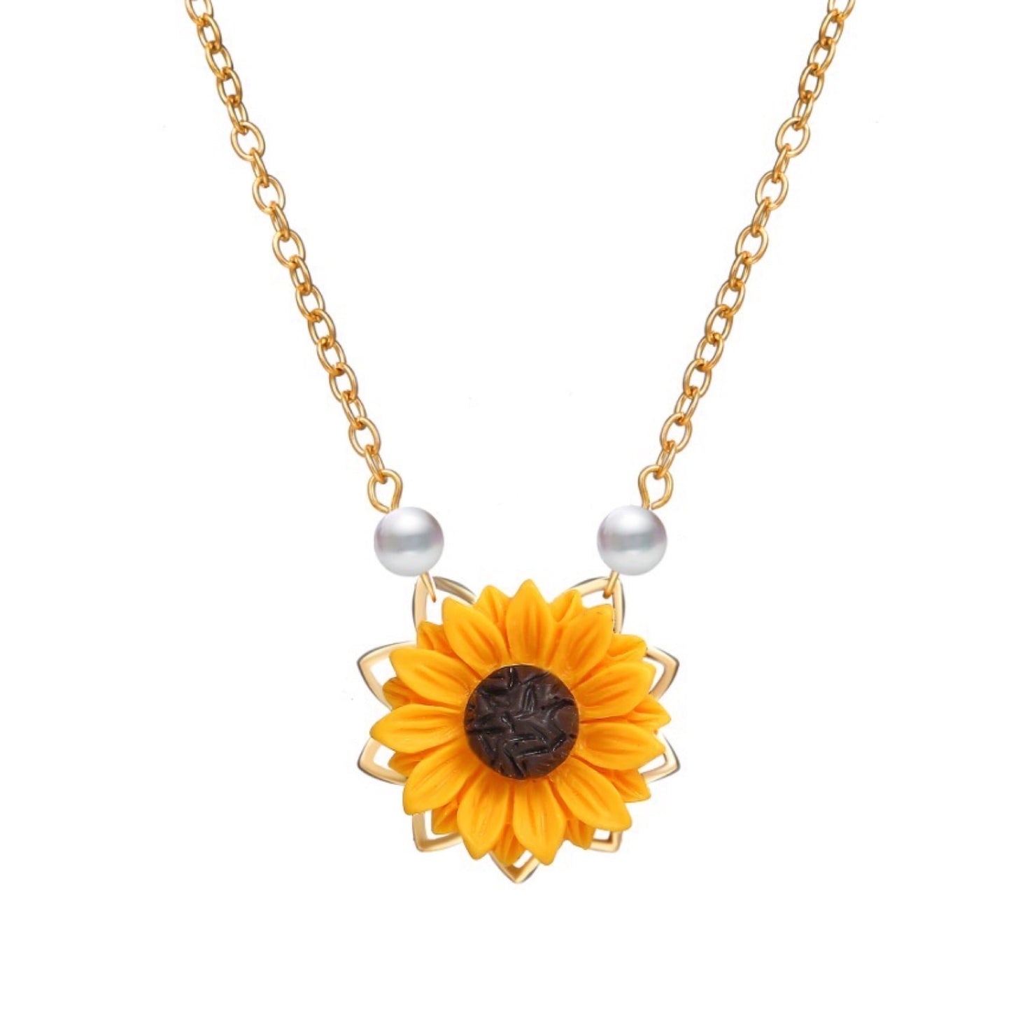 "Sunshine" Sunflower Heart Necklace Jewelry Gift