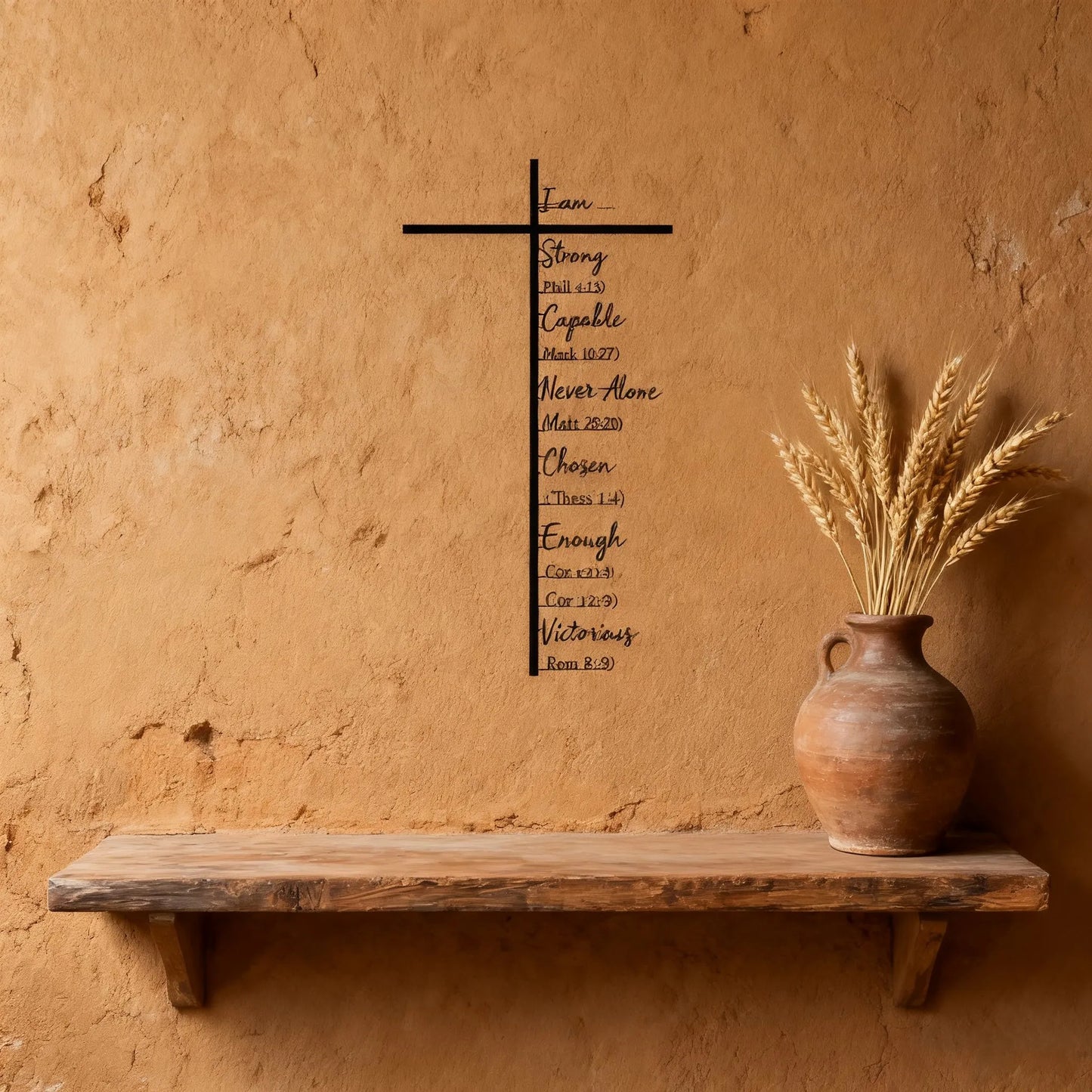 Elegant Metal Christian Heart & Cross Wall Art