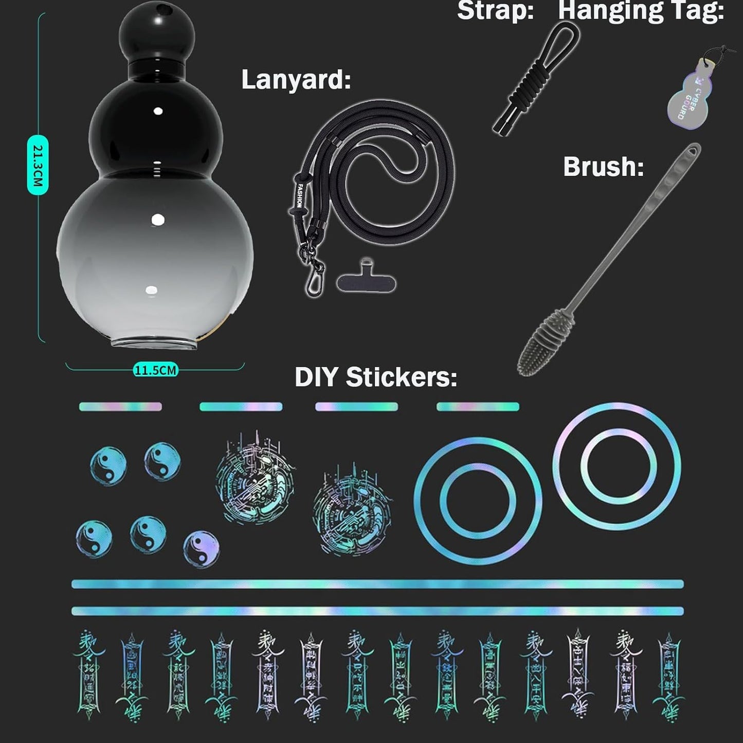 Gourd Water Bottle 30oz Chinese Retro-Inspired