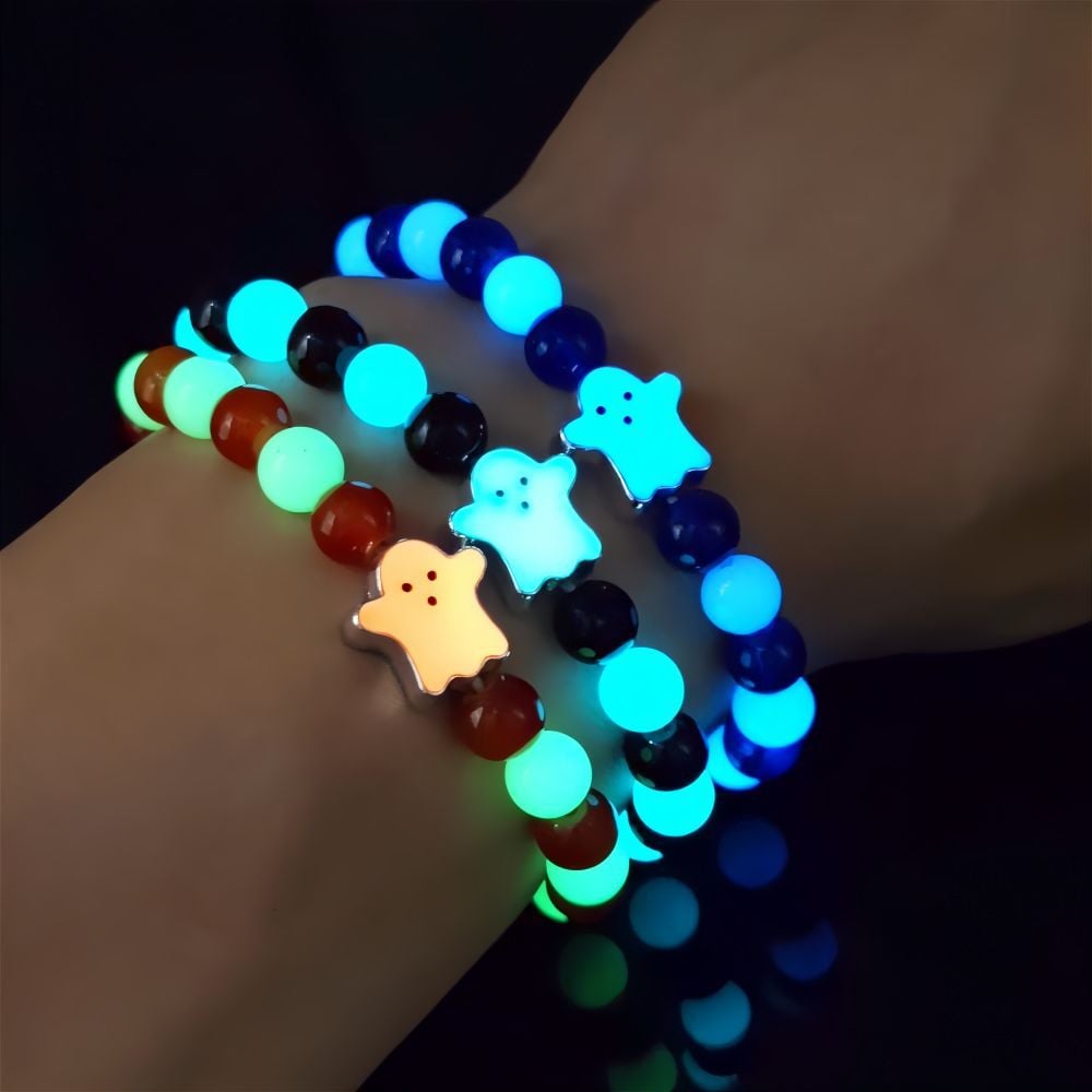 🌟Halloween Bead Bracelet Luminous Ghost Beaded Bracelet