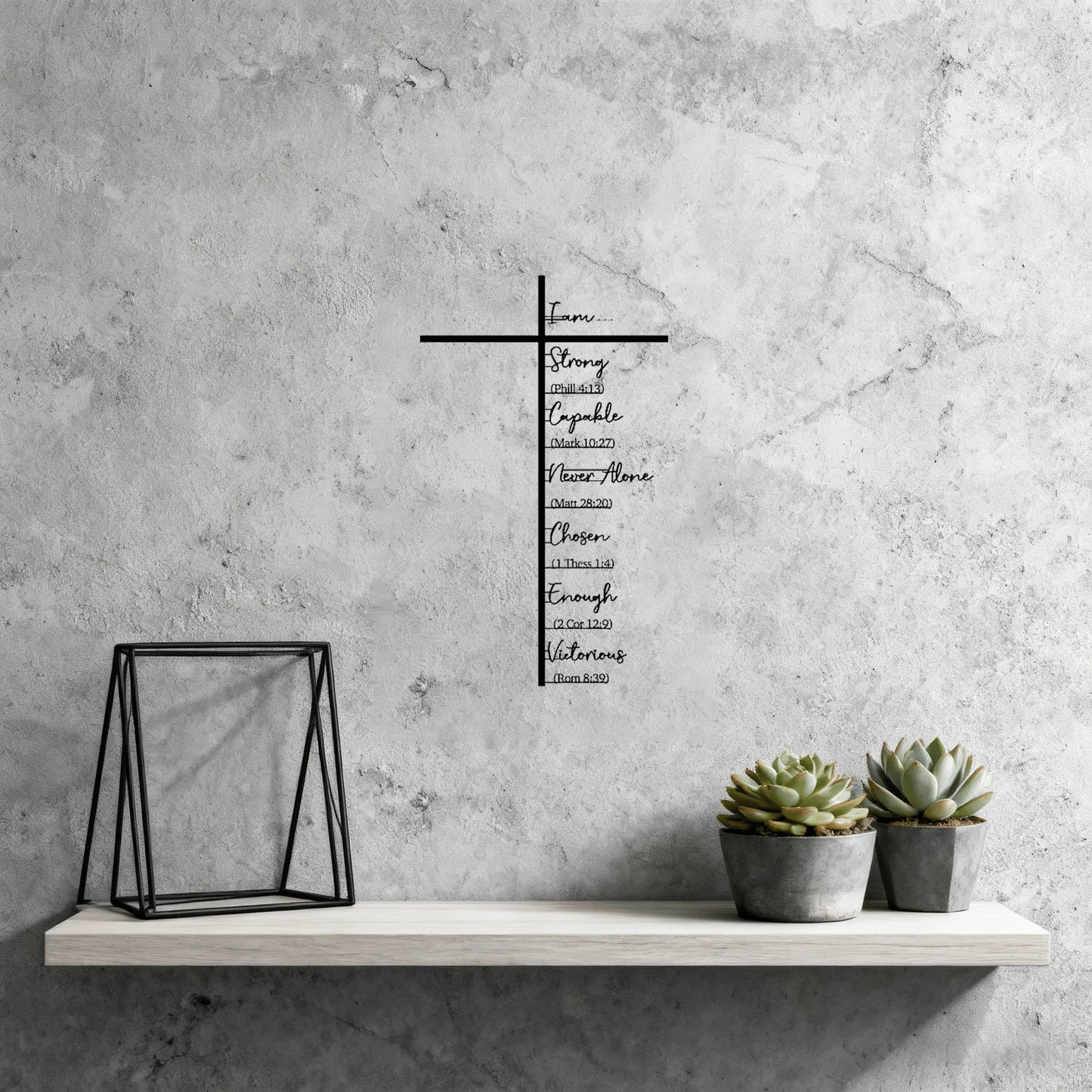 Elegant Metal Christian Heart & Cross Wall Art
