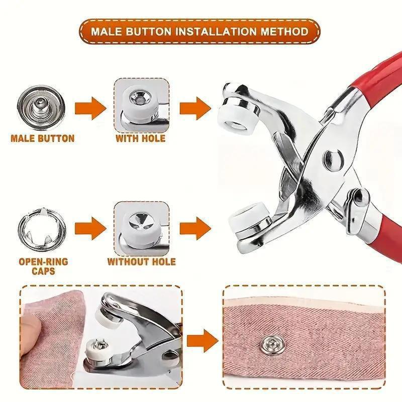 100pcs Snap Button & Pliers Tool Kit – Easy Fix for Clothes & DIY Projects