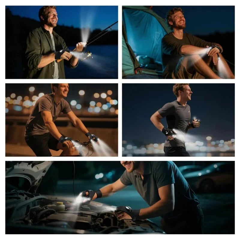 🔥Last Day 49% OFF - LED Flashlight Waterproof Gloves - Practical Durable Fingerless Gloves