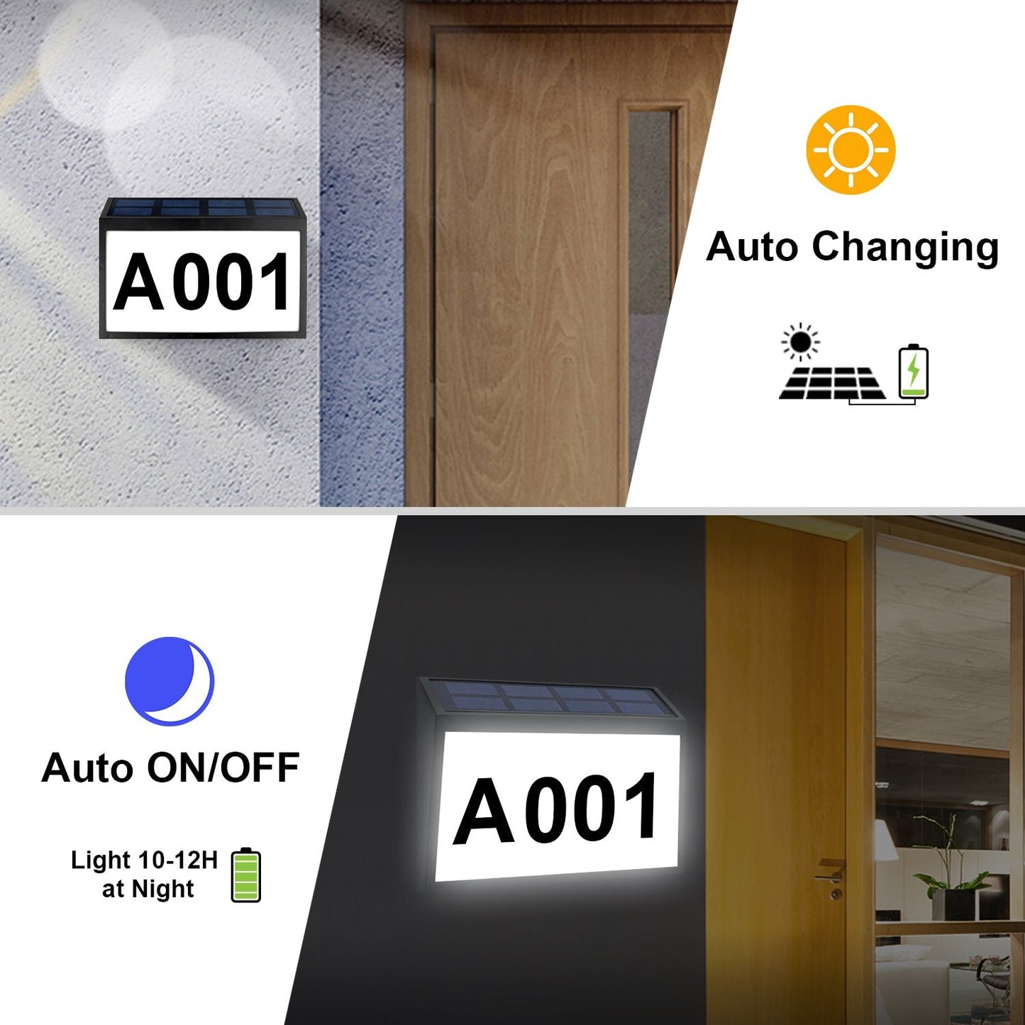 Solar-Powered Address Sign Waterproof LED Light