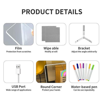 🏆Save 49%🏆 Creative Rewritable Acrylic LED Message Board -(with 7 Pens)