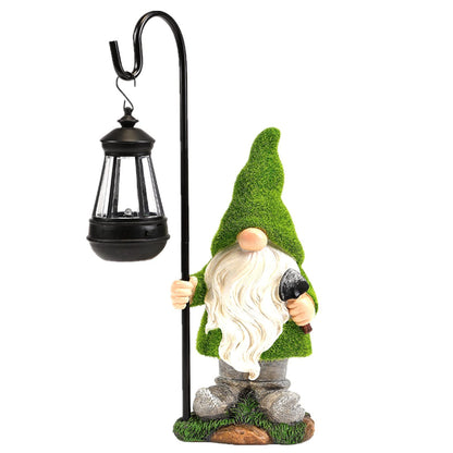 12IN Garden Sculptures & Statues Garden Gnomes Statue with Solar Lights