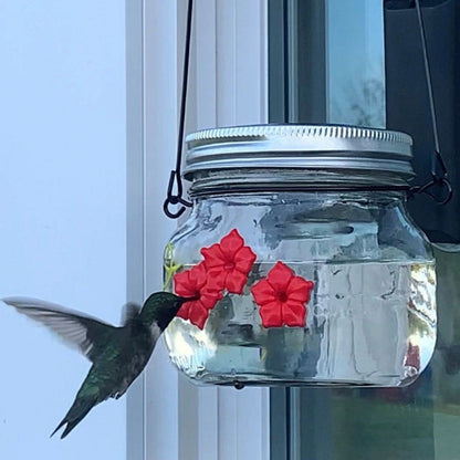 🎉 Last Day Promotion-50% OFF 🎉- Beautiful Mason Jar Hummingbird Feeder W/ Three Ports