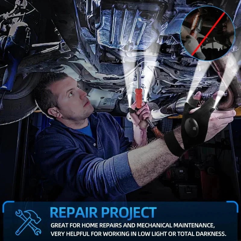 🔥Last Day 49% OFF - LED Flashlight Waterproof Gloves - Practical Durable Fingerless Gloves