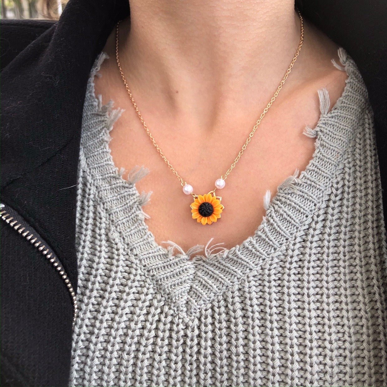 "Sunshine" Sunflower Heart Necklace Jewelry Gift