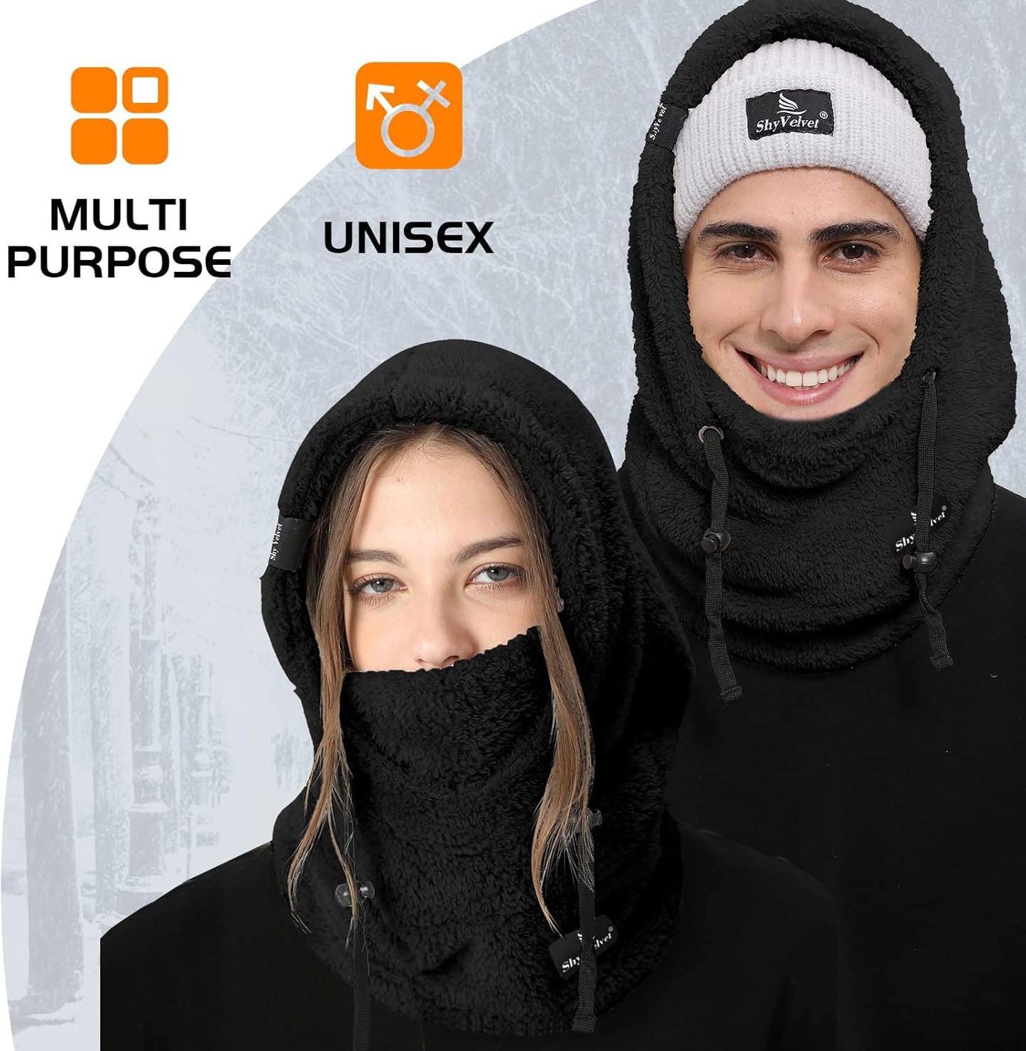 Balaclava Wind-Resistant Winter Face Mask,Fleece Ski Mask for Men and Women,Warm Face Cover Hat Cap Scarf