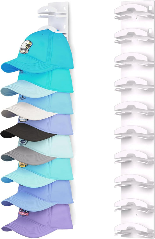 Hat Organizer Rack – Wall & Door Cap Holder, Holds 10 Hats, Space-Saving Storage Solution