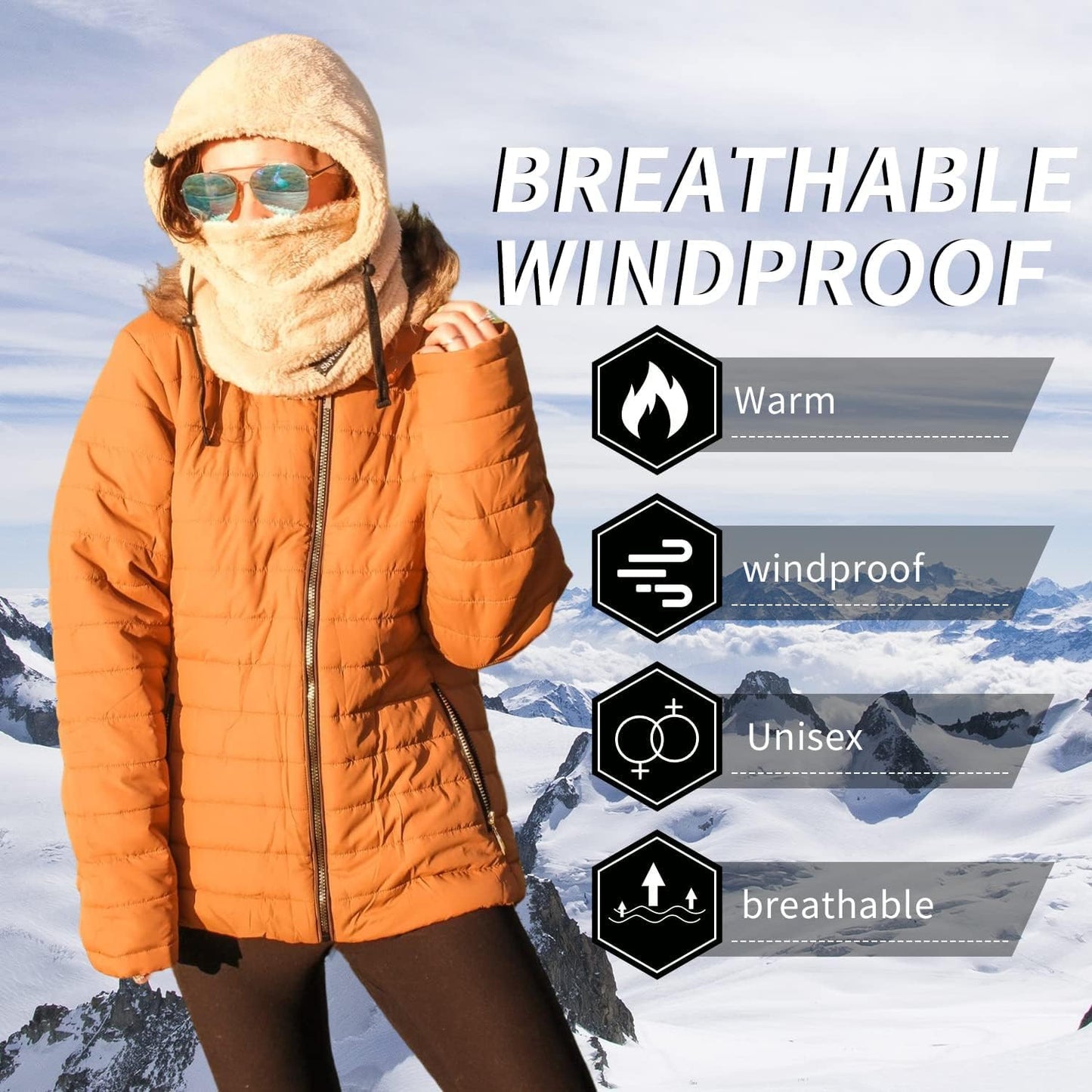 Balaclava Wind-Resistant Winter Face Mask,Fleece Ski Mask for Men and Women,Warm Face Cover Hat Cap Scarf