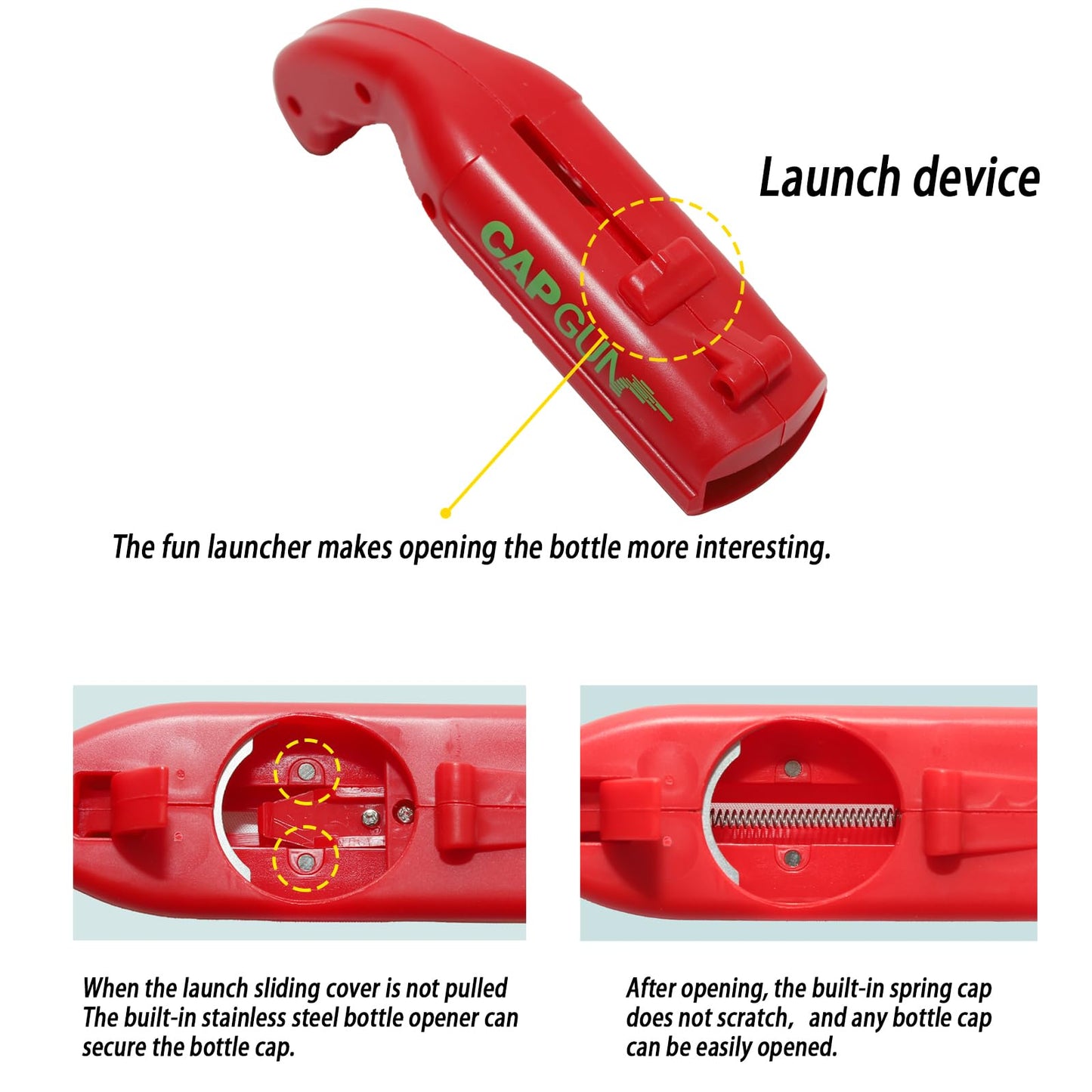 2-in-1 Cap Gun Bottle Opener | Fun Beer Cap Launcher for Parties, BBQs & Bars