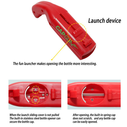 2-in-1 Cap Gun Bottle Opener | Fun Beer Cap Launcher for Parties, BBQs & Bars