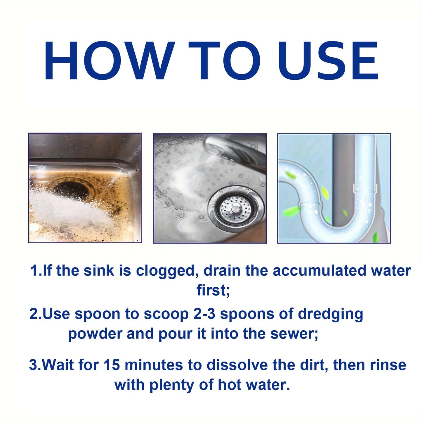 Powerful Drain & Pipe Cleaner – Fast-Acting Clog Remover for Kitchen, Bathroom & Toilet
