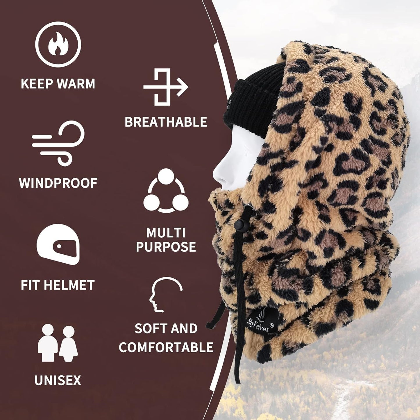 Balaclava Wind-Resistant Winter Face Mask,Fleece Ski Mask for Men and Women,Warm Face Cover Hat Cap Scarf