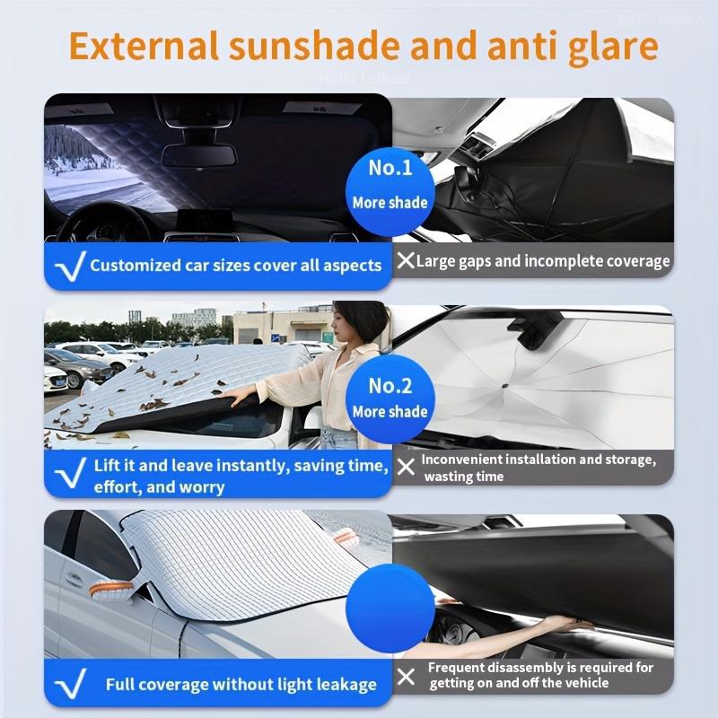 LEIBOO Car Windshield Snow Cover Sun Shade Winter Dust Rain Ice Frost Guard Protector - Durable Design for Winter Weather Protection & Summer sunshade