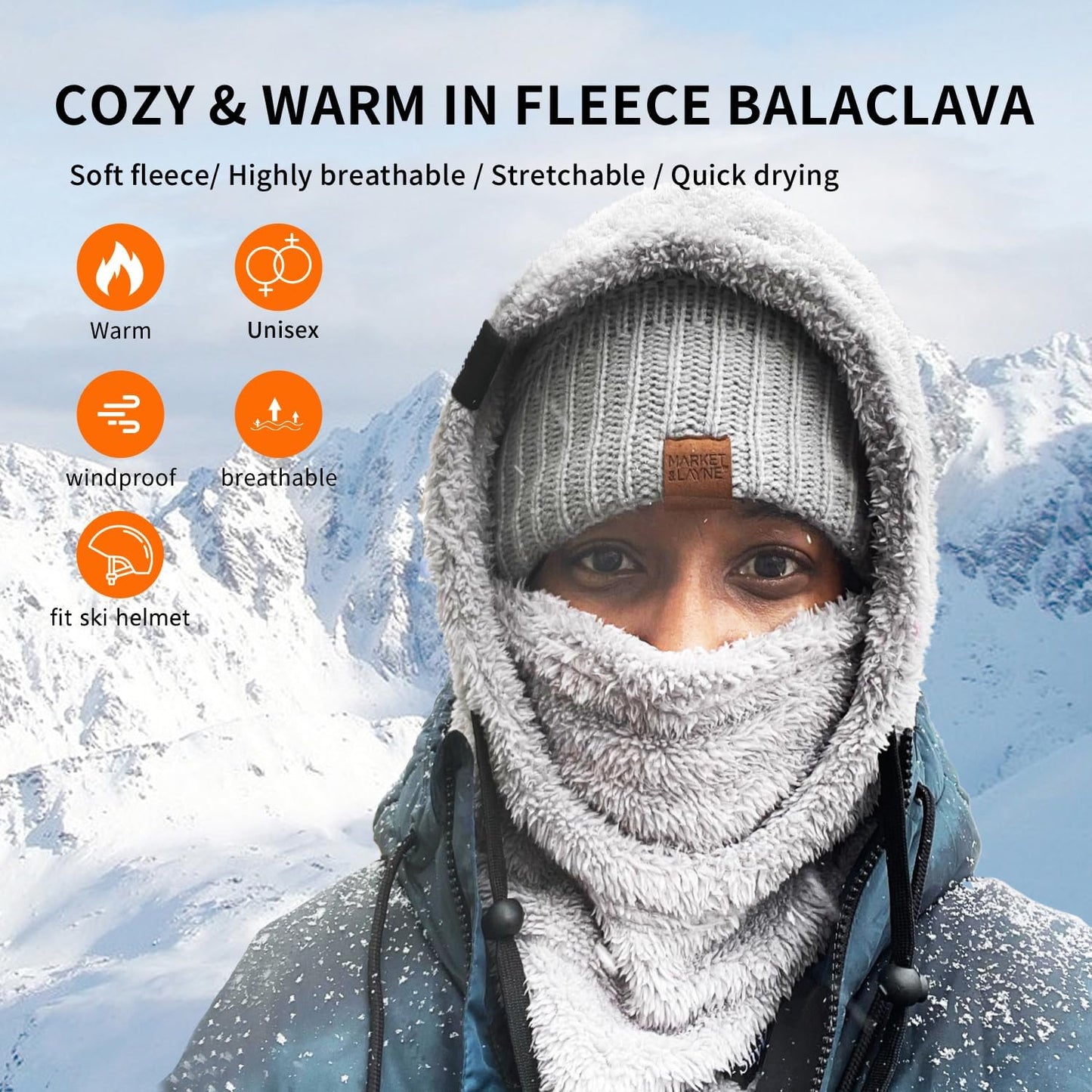 Balaclava Wind-Resistant Winter Face Mask,Fleece Ski Mask for Men and Women,Warm Face Cover Hat Cap Scarf