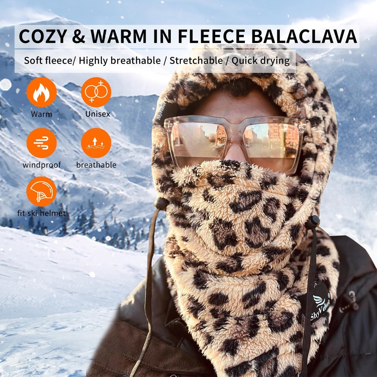Balaclava Wind-Resistant Winter Face Mask,Fleece Ski Mask for Men and Women,Warm Face Cover Hat Cap Scarf