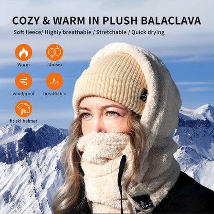 Balaclava Wind-Resistant Winter Face Mask,Fleece Ski Mask for Men and Women,Warm Face Cover Hat Cap Scarf