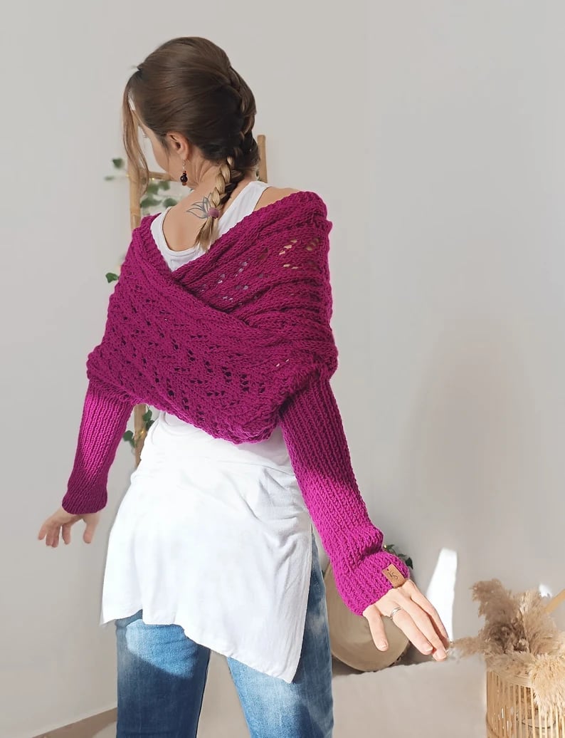 🔥LAST DAY 49% OFF 🔥Knitted Cable Wrap, Shrugs For Women, Knitted Wrap