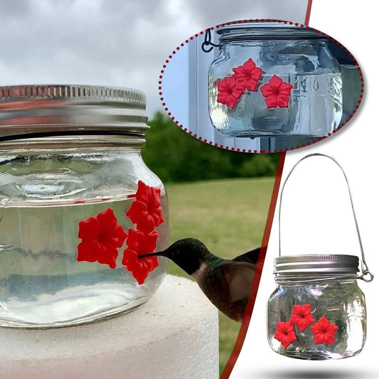 🎉 Last Day Promotion-50% OFF 🎉- Beautiful Mason Jar Hummingbird Feeder W/ Three Ports