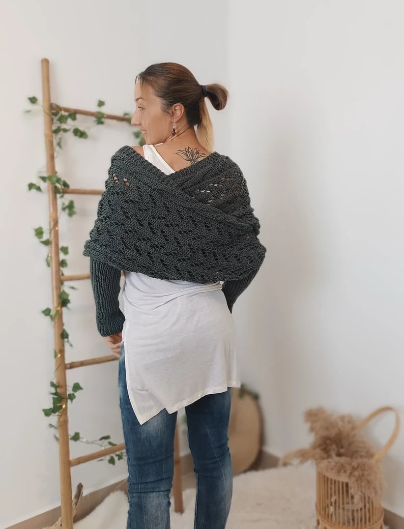 🔥LAST DAY 49% OFF 🔥Knitted Cable Wrap, Shrugs For Women, Knitted Wrap