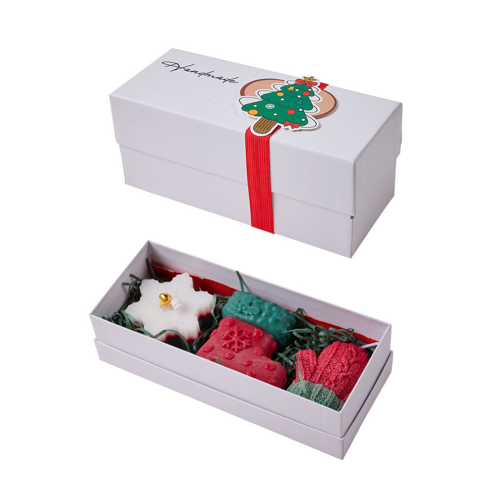 Creative Christmas Scented Candle Set – Gingerbread Man, Snowflake & Tree Design with Wooden Tray | Holiday Home Decor & Gift Idea