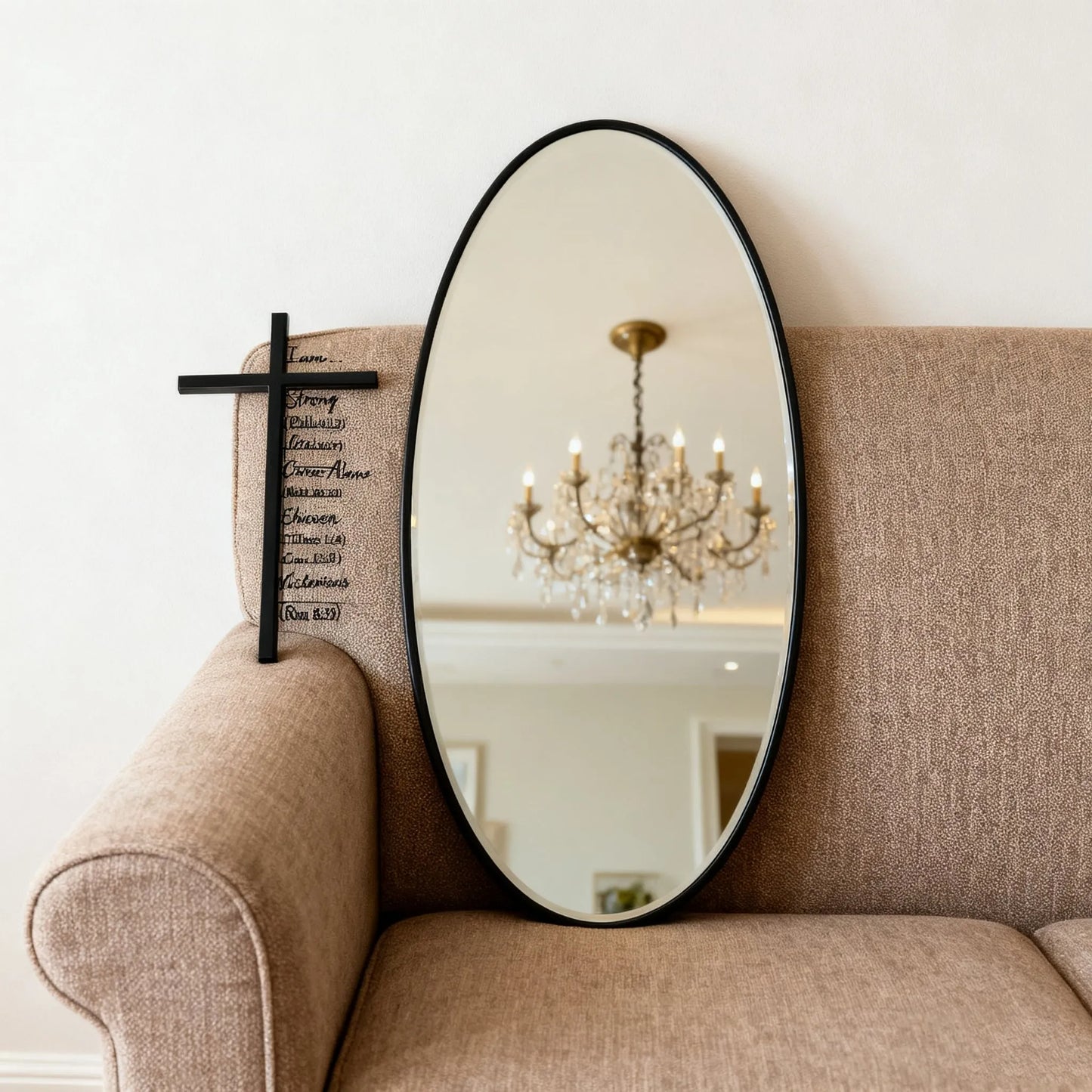 Elegant Metal Christian Heart & Cross Wall Art