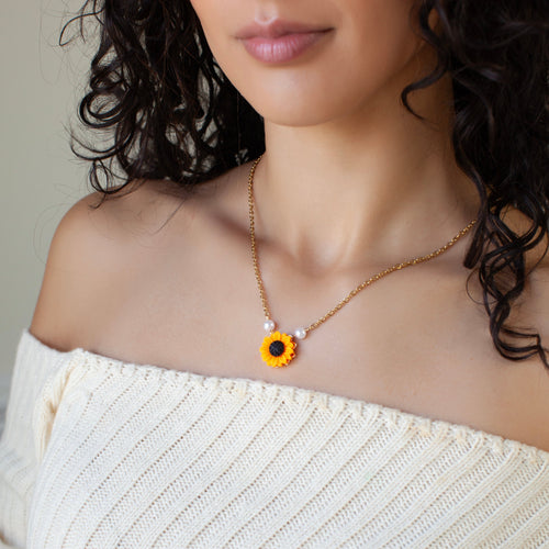"Sunshine" Sunflower Heart Necklace Jewelry Gift