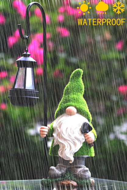 12IN Garden Sculptures & Statues Garden Gnomes Statue with Solar Lights