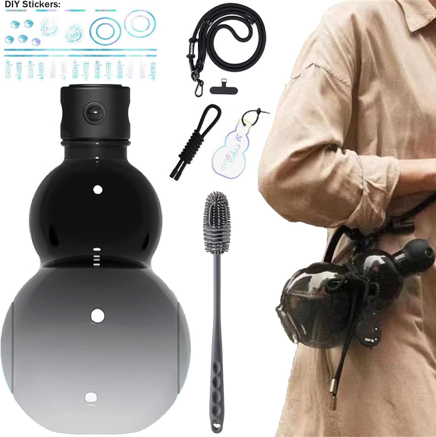 Gourd Water Bottle 30oz Chinese Retro-Inspired