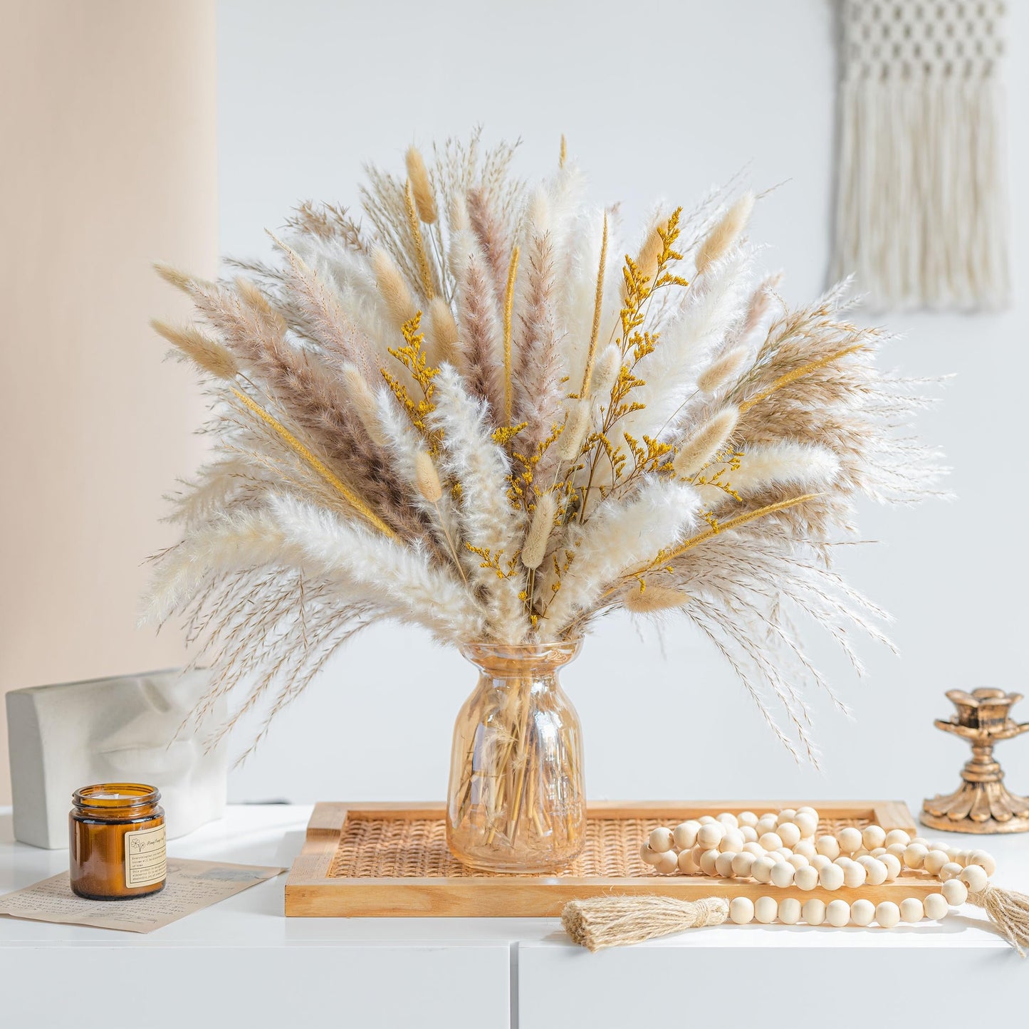 Natural dried pampas grass boho home decor bouquet💐