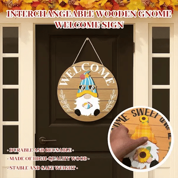 🎉 Last Day Promotion 49% OFF 🎉Interchangeable Wooden Gnome Welcome Sign🎈