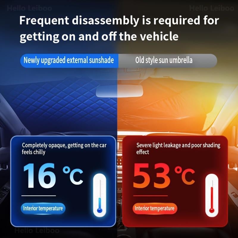 LEIBOO Car Windshield Snow Cover Sun Shade Winter Dust Rain Ice Frost Guard Protector - Durable Design for Winter Weather Protection & Summer sunshade
