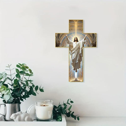 Jesus Cross Religious Wall Decor – Perfect for Living Room, Bedroom & Prayer Room