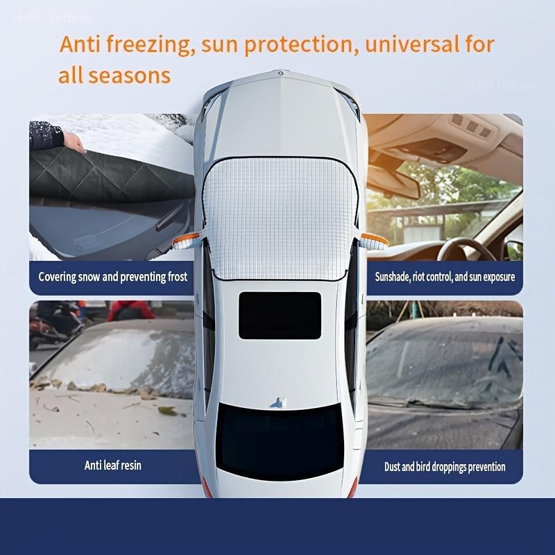 LEIBOO Car Windshield Snow Cover Sun Shade Winter Dust Rain Ice Frost Guard Protector - Durable Design for Winter Weather Protection & Summer sunshade