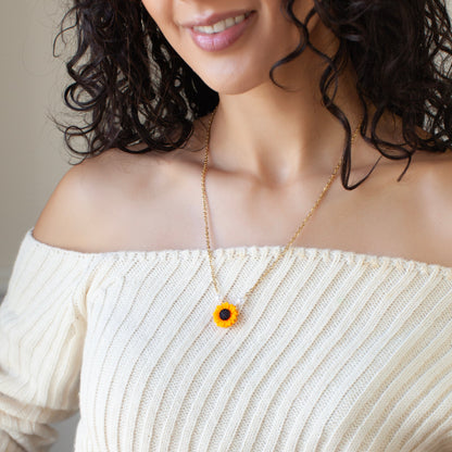 "Sunshine" Sunflower Heart Necklace Jewelry Gift