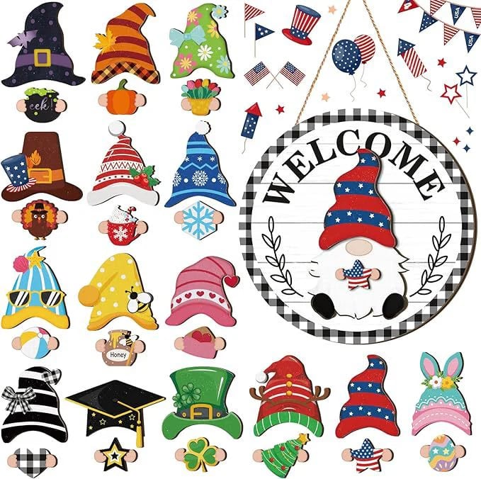 🎉 Last Day Promotion 49% OFF 🎉Interchangeable Wooden Gnome Welcome Sign🎈