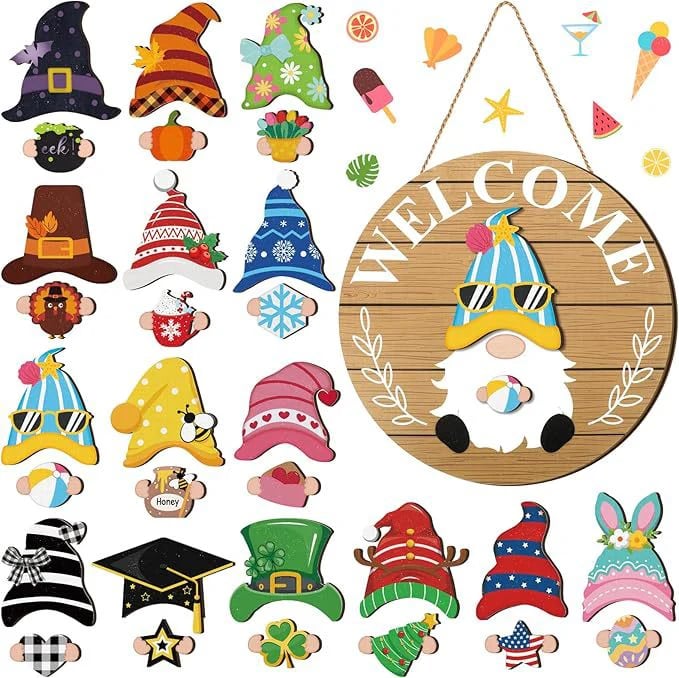 🎉 Last Day Promotion 49% OFF 🎉Interchangeable Wooden Gnome Welcome Sign🎈