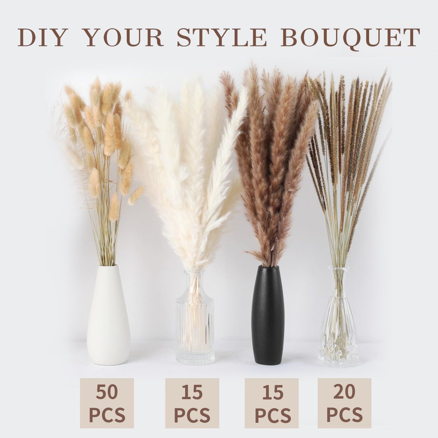 Natural dried pampas grass boho home decor bouquet💐