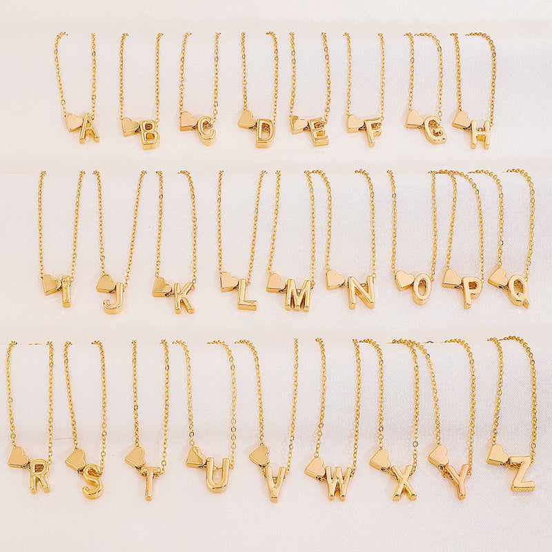 🔥Christmas Sale 50% OFF!!🔥Tiny Initial Necklaces Golden Heart Letter A-Z💖